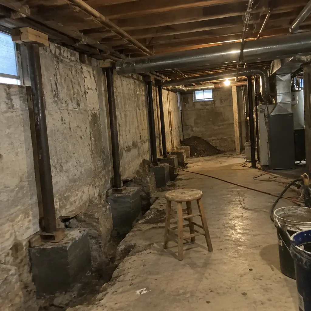Before - cramped 5'8" ceiling in Springdale Brampton ON 1979 town basement