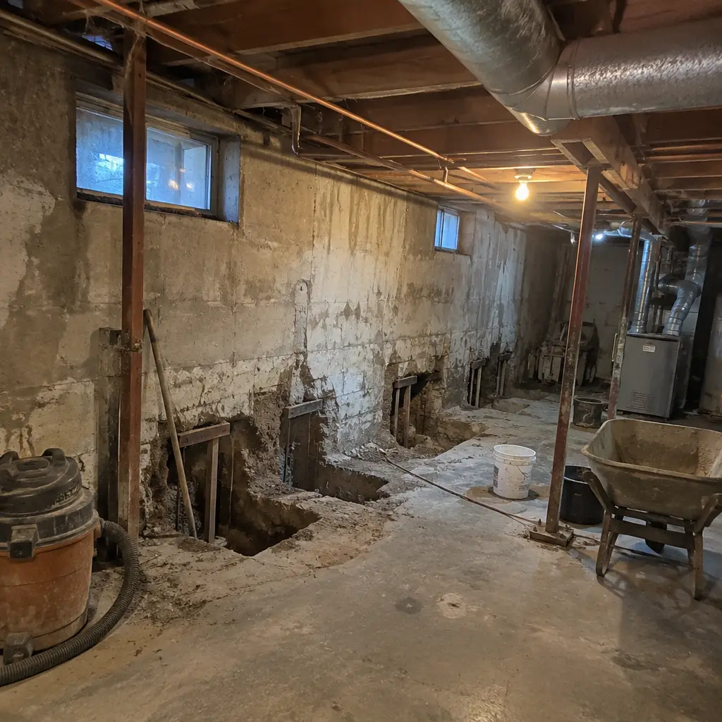 Before - cramped 5'8" ceiling in Long Branch Etobicoke ON 1967 semi-detached basement