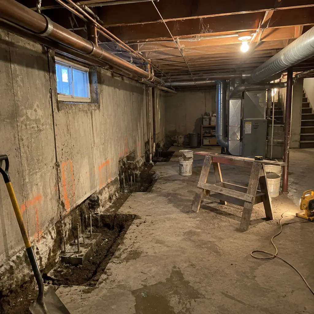 Before - cramped 5'6" ceiling in Old Milton Milton ON 1977 wartime semi basement