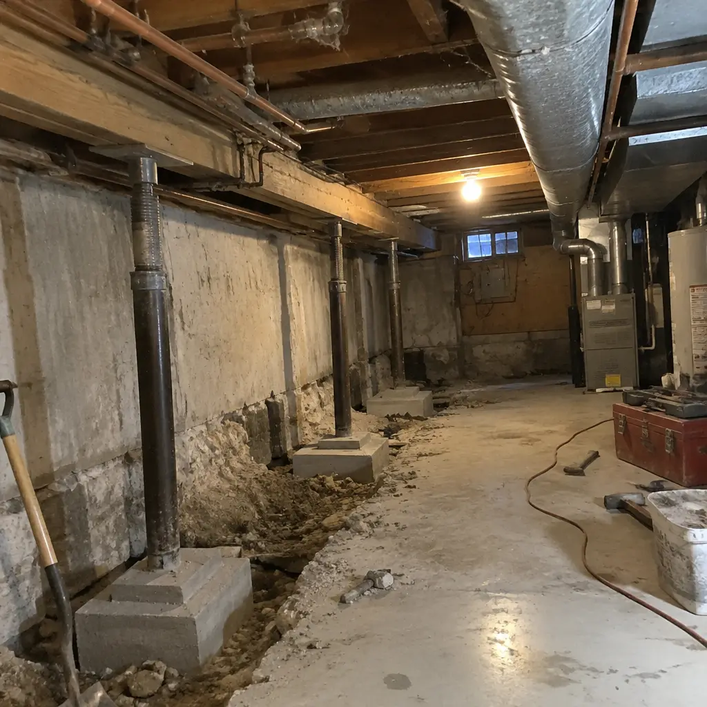 Before - cramped 5'6" ceiling in Windfields Oshawa ON 1972 back-split basement