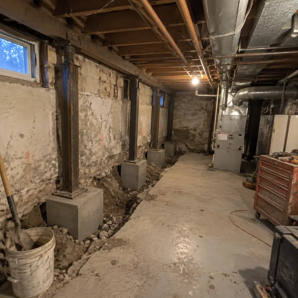 Before - cramped 5'6" ceiling in Otonabee Peterborough ON 1960 detached brick two-storey basement
