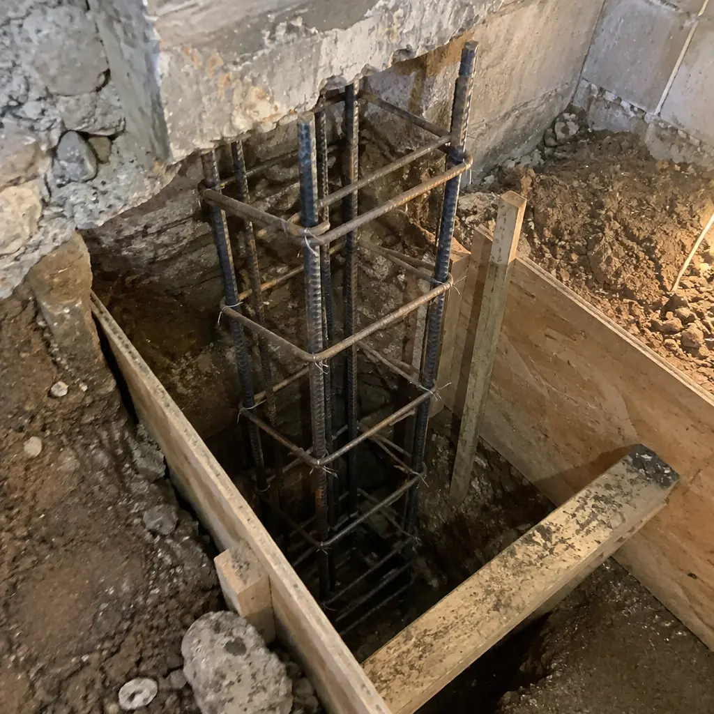 Basement Underpinning in Toronto, ON - rebar cage