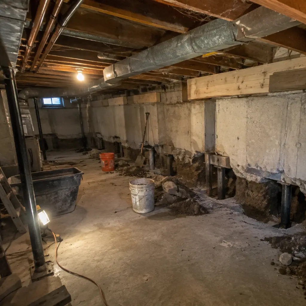 Basement Underpinning in Toronto, ON - before crawl space
