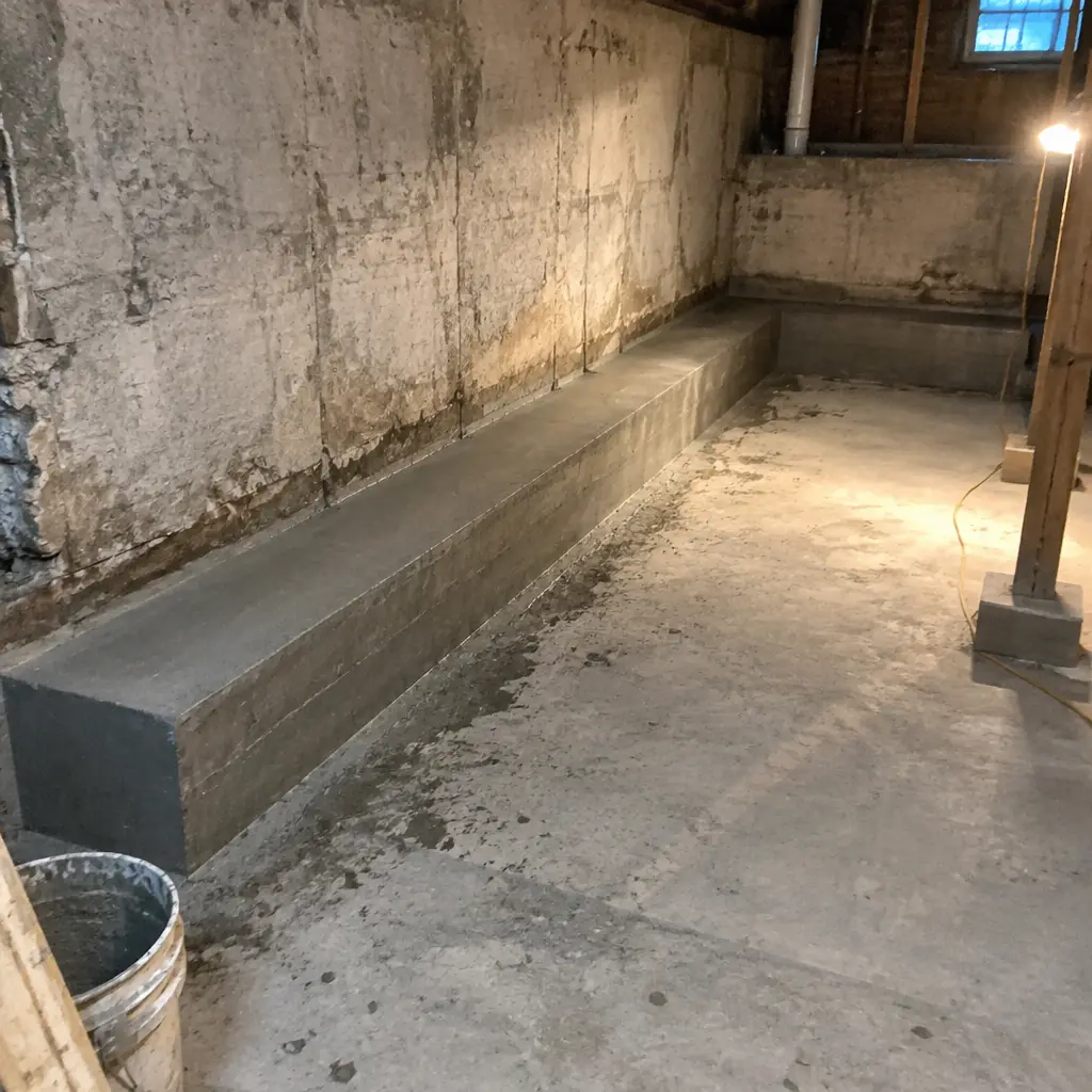 Basement Underpinning worksite in Barrie, Simcoe County - pin excavation and shoring