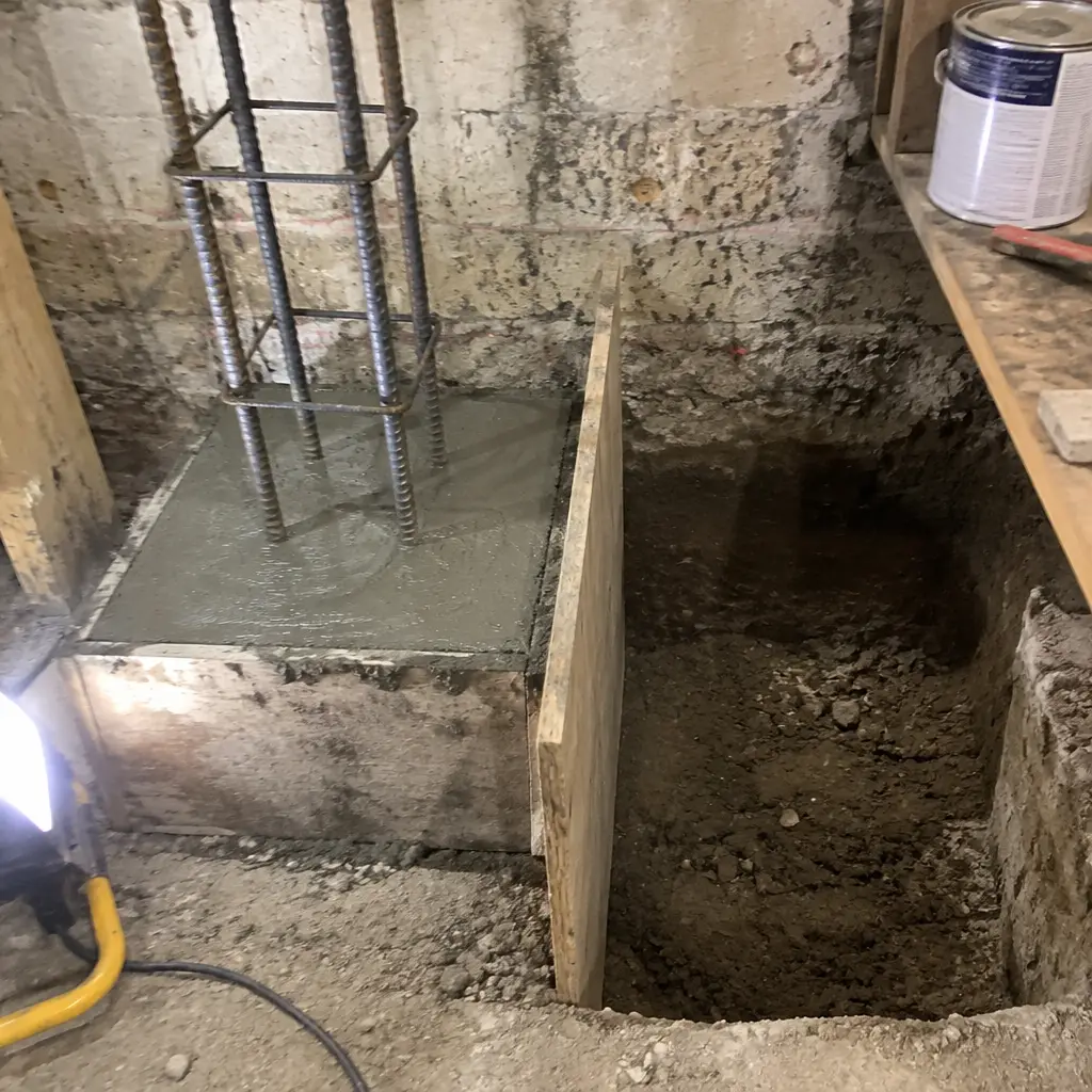 Single-Wall Shallow Underpinning in Downtown Barrie, Barrie, ON - Side wall + rear wall shallow lowering