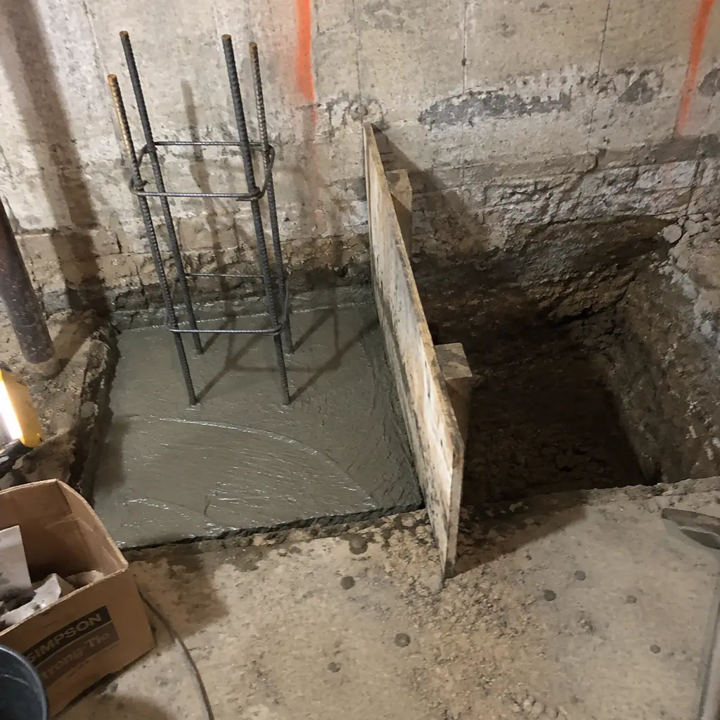 Single-Wall Shallow Underpinning in Mount Pleasant, Brampton, ON - Side wall + rear wall shallow lowering