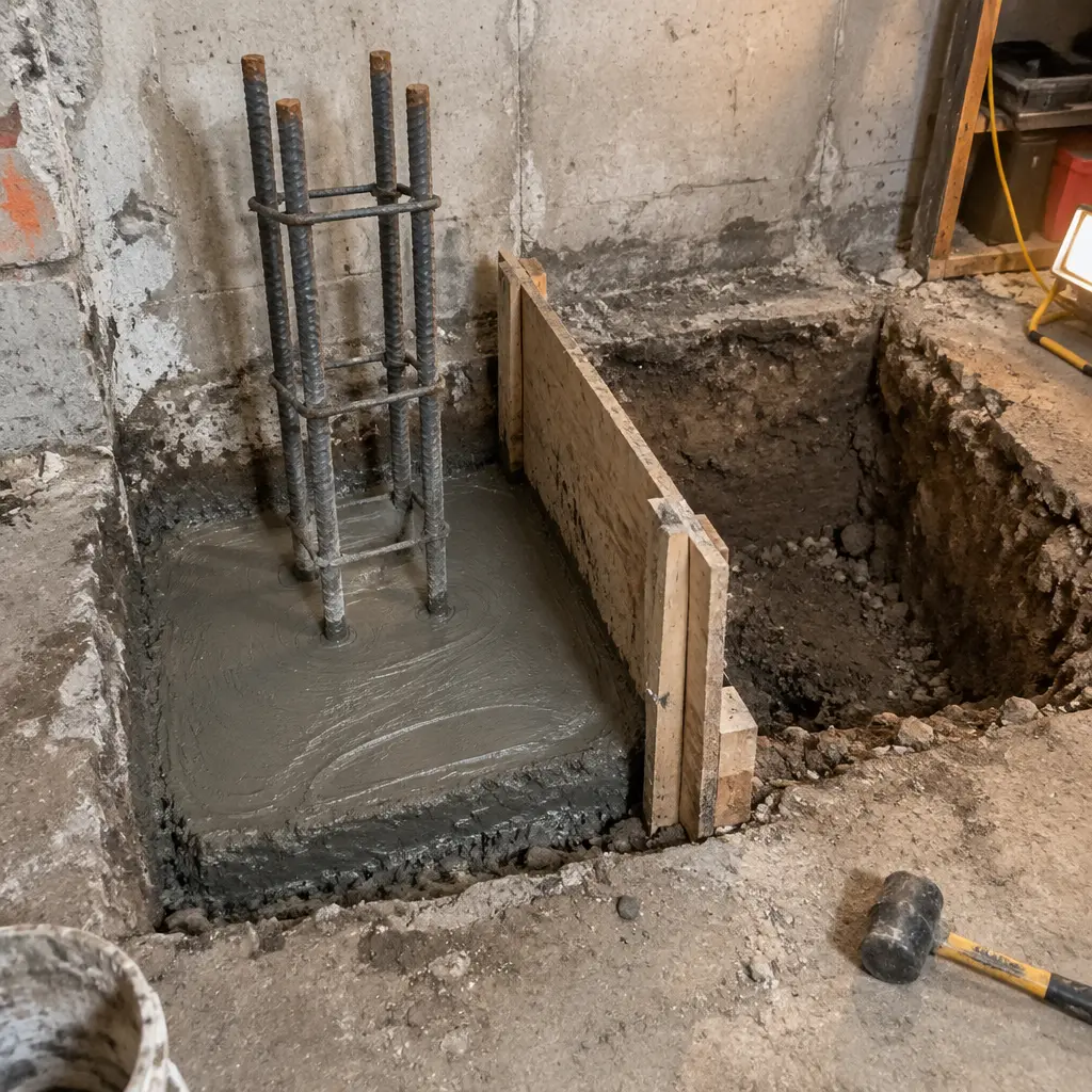 Single-Wall Shallow Underpinning in Fairview, Brantford, ON - Side wall + rear wall shallow lowering