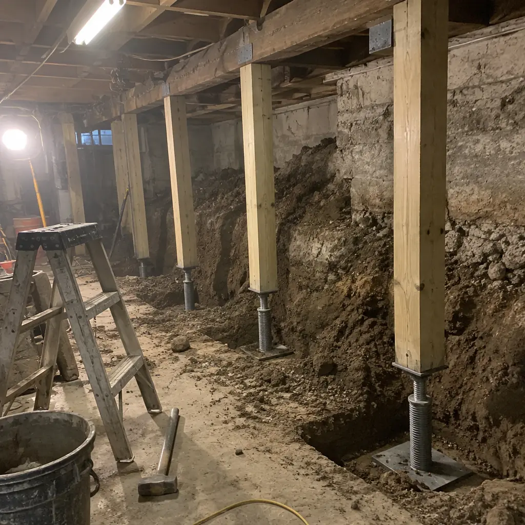 Semi-Detached Shared-Wall Underpinning in North Galt, Cambridge, ON - Full perimeter including shared party wall