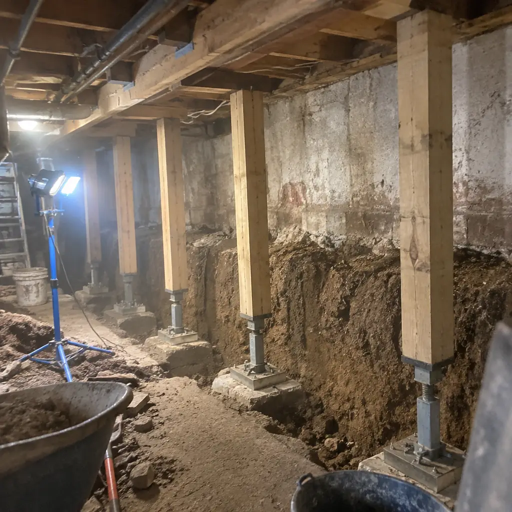 Semi-Detached Shared-Wall Underpinning in Dundas, Hamilton, ON - Full perimeter including shared party wall