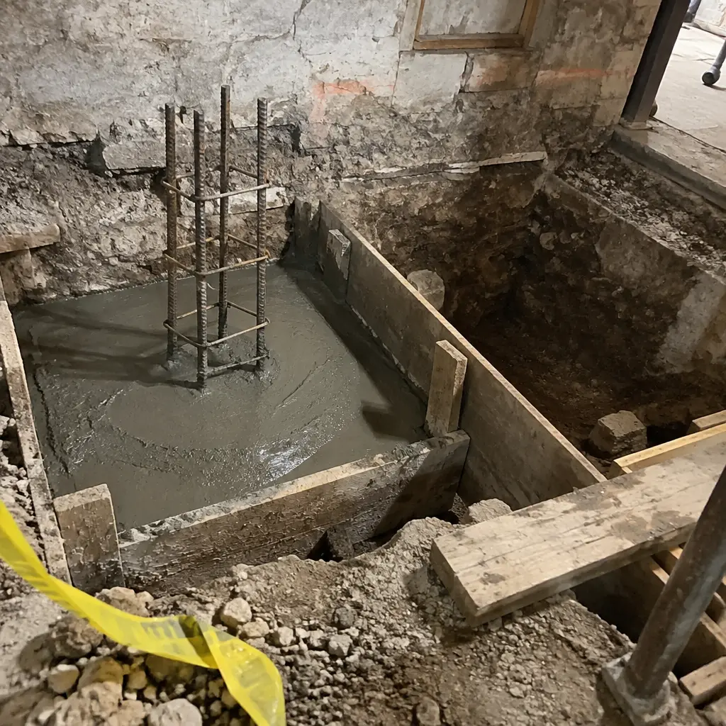 Single-Wall Shallow Underpinning in Cornell, Markham, ON - Side wall + rear wall shallow lowering