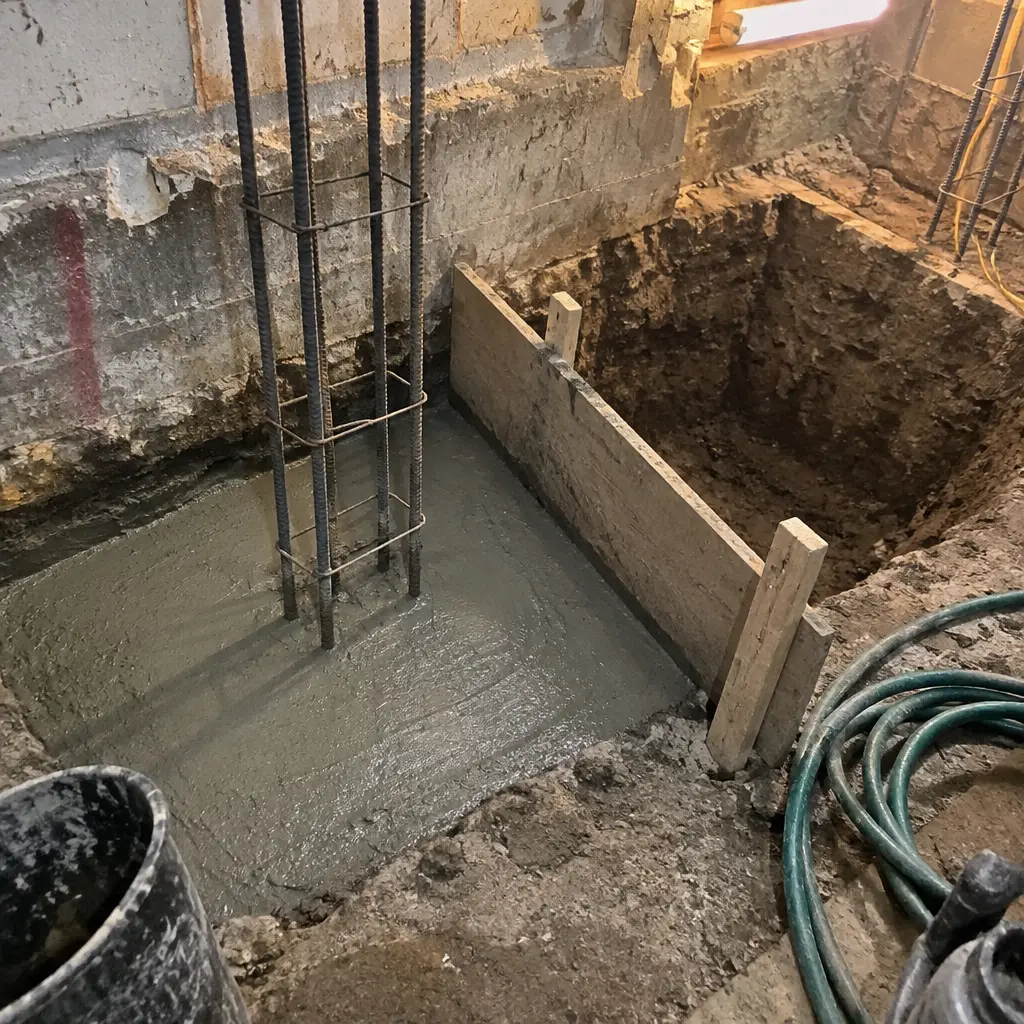 Single-Wall Shallow Underpinning in Downsview, North York, ON - Side wall + rear wall shallow lowering