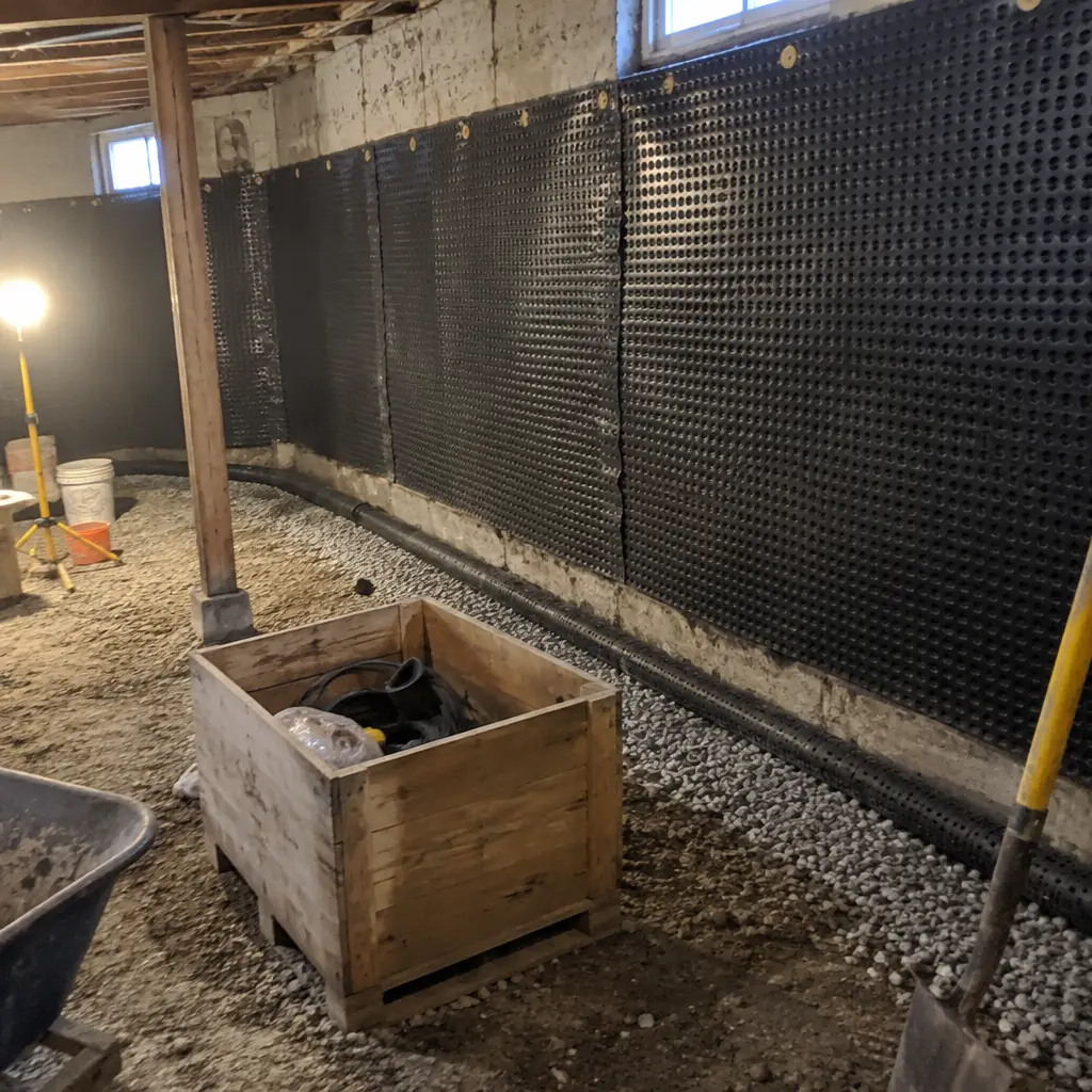 Heritage Rubble-Stone Foundation Underpinning in Bronte, Oakville, ON - Rubble-stone converted to poured concrete + lowered