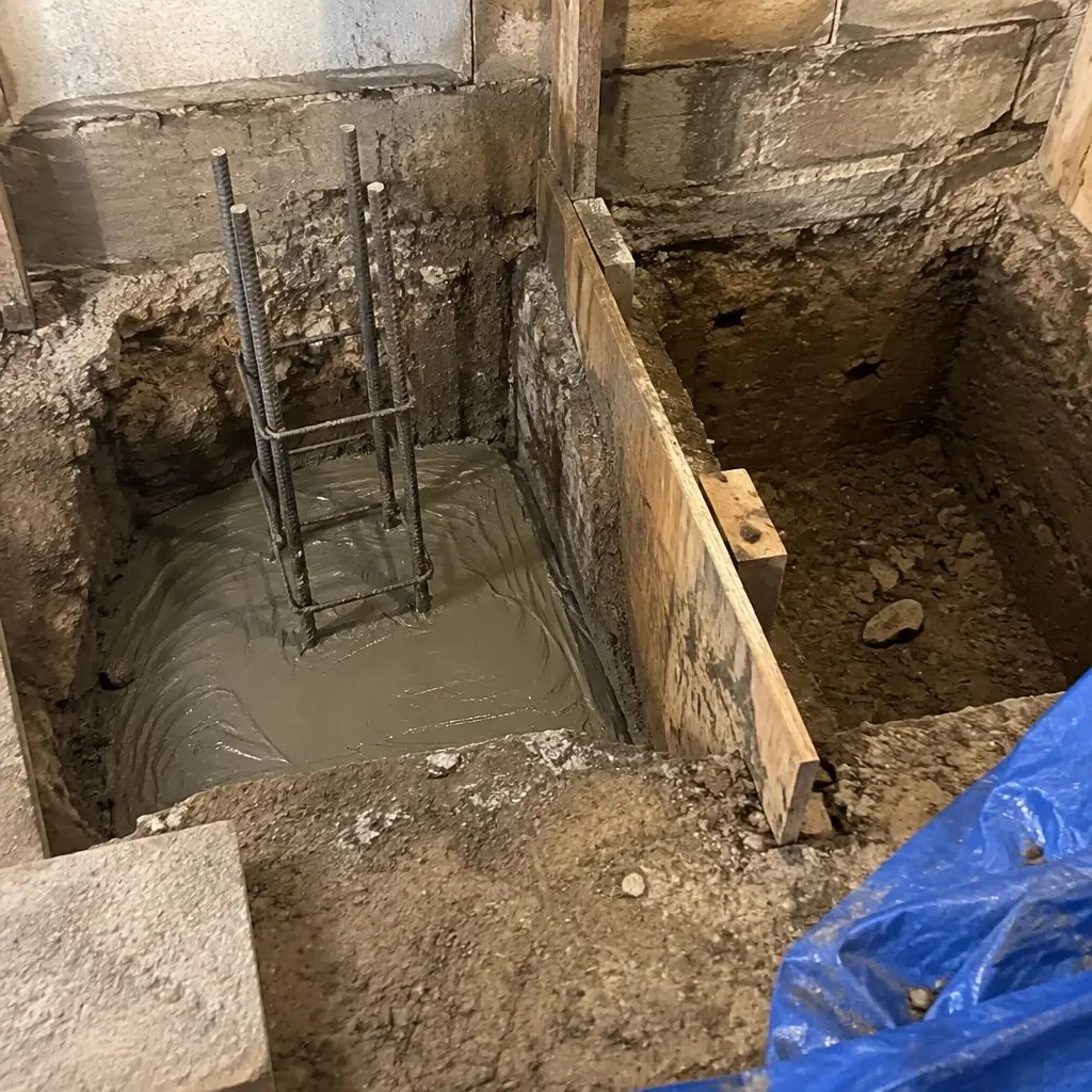 Single-Wall Shallow Underpinning in Mill Pond, Richmond Hill, ON - Side wall + rear wall shallow lowering