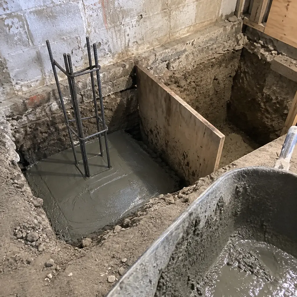 Single-Wall Shallow Underpinning in Bluffs, Scarborough, ON - Side wall + rear wall shallow lowering
