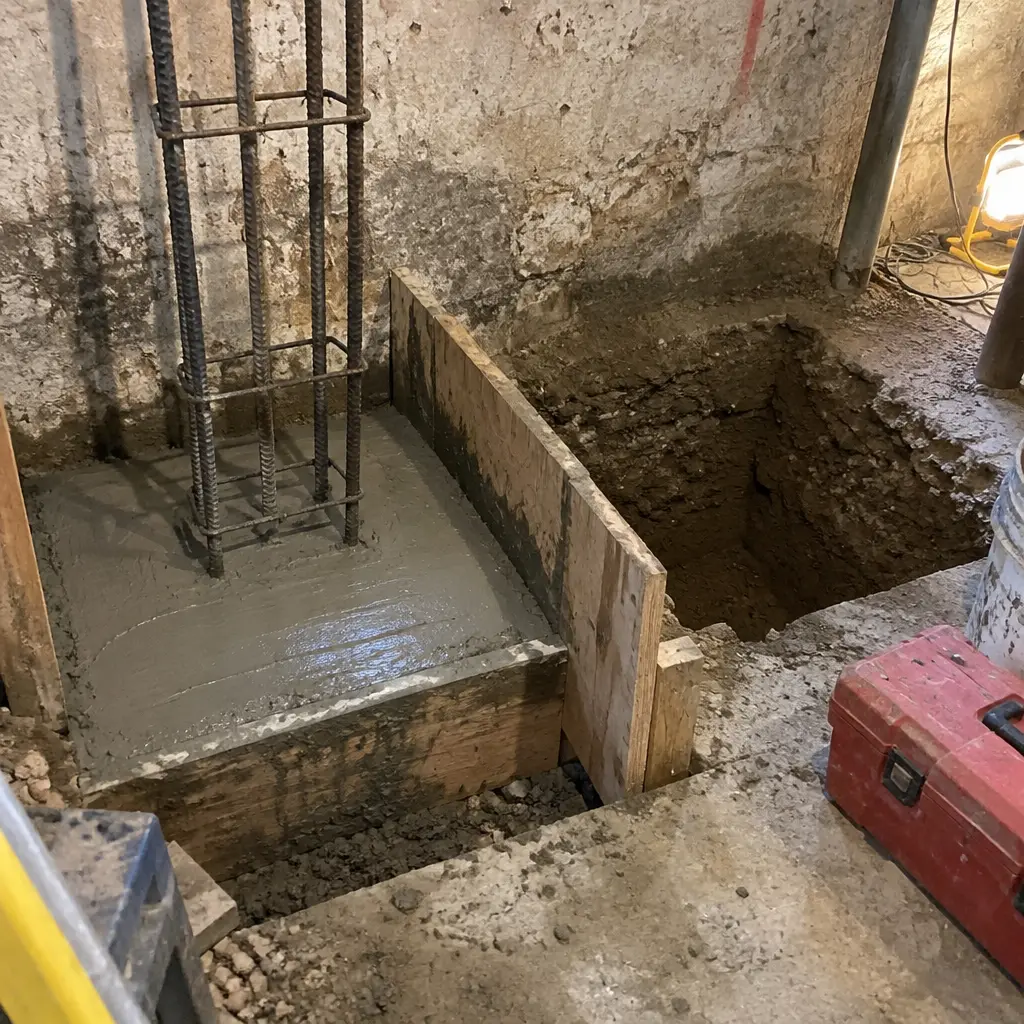 Single-Wall Shallow Underpinning in Riverdale, Toronto, ON - Side wall + rear wall shallow lowering