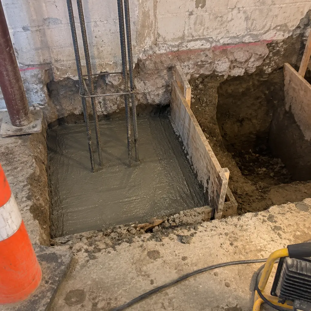 Single-Wall Shallow Underpinning in Woodbridge, Vaughan, ON - Side wall + rear wall shallow lowering