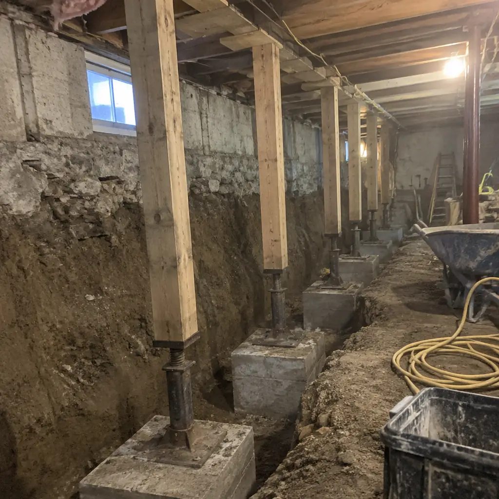 Semi-Detached Shared-Wall Underpinning in Brooklin, Whitby, ON - Full perimeter including shared party wall