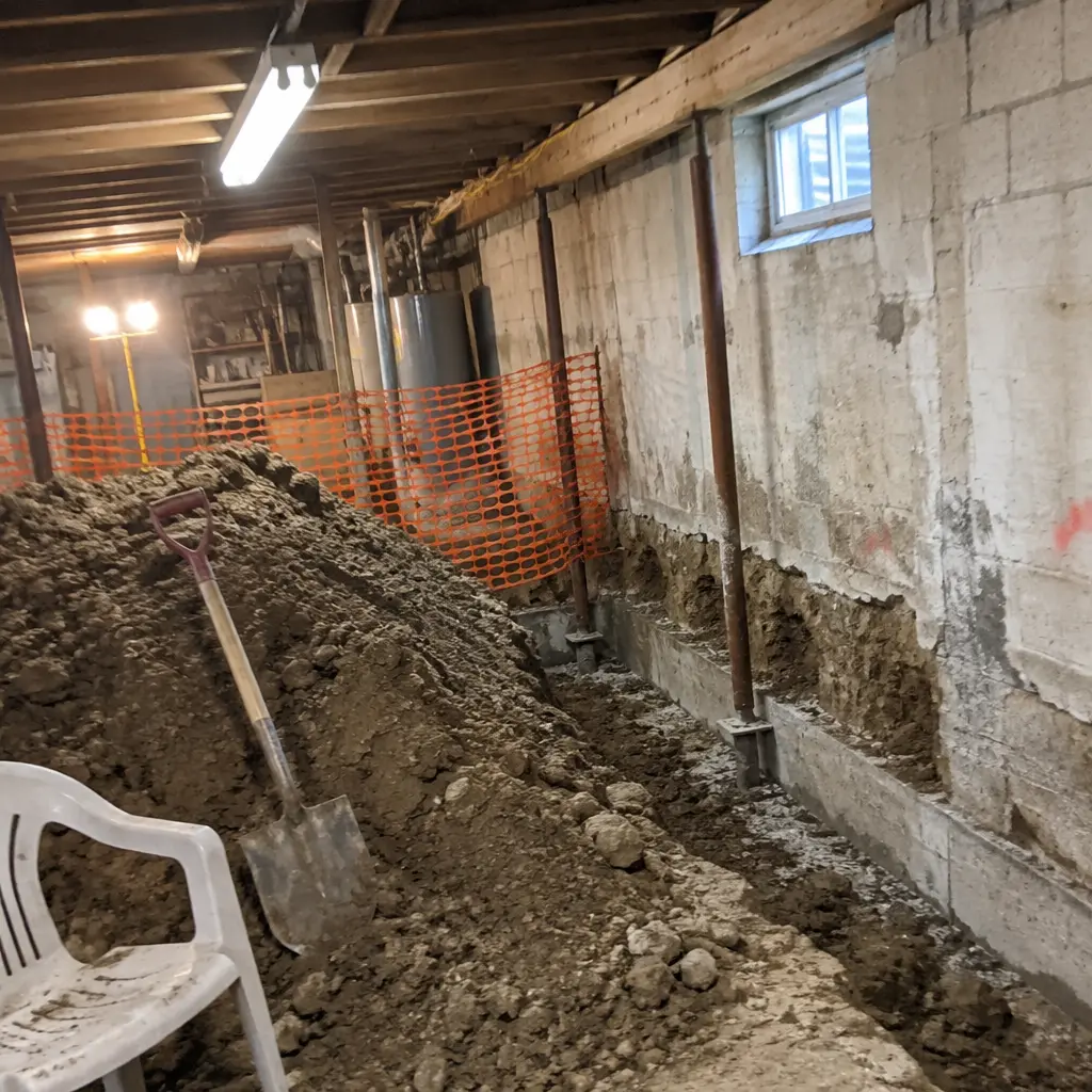 Partial Crawl-Space Underpinning in Brooklin, Whitby, ON - Front crawl-space section only