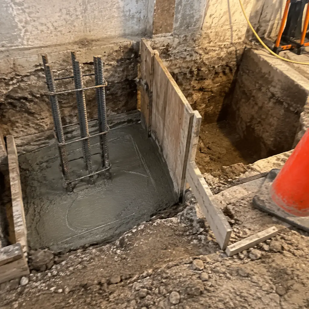 Single-Wall Shallow Underpinning in Downtown Whitby, Whitby, ON - Side wall + rear wall shallow lowering