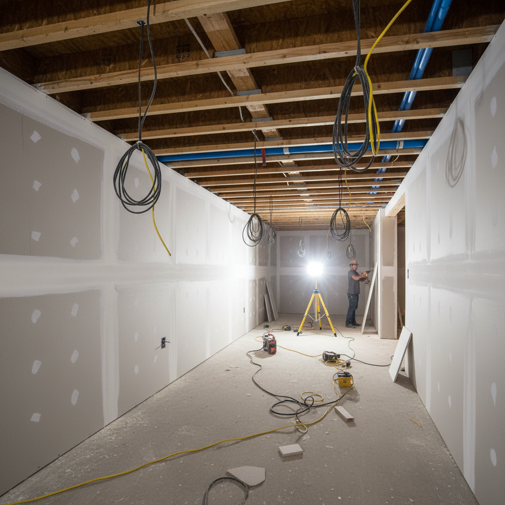 Timeline showing the stages of basement finishing after underpinning