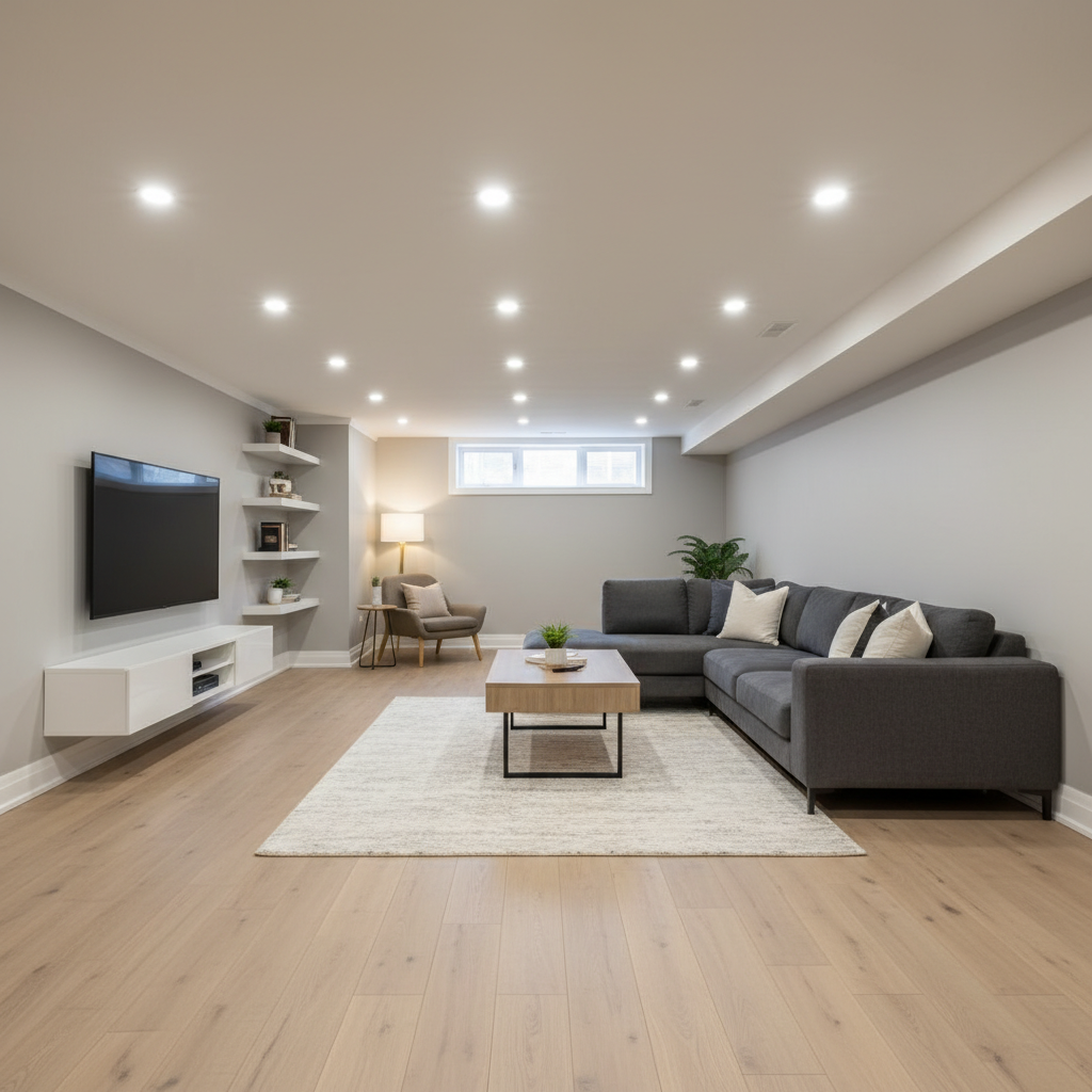 Freshly framed basement after underpinning in Toronto home
