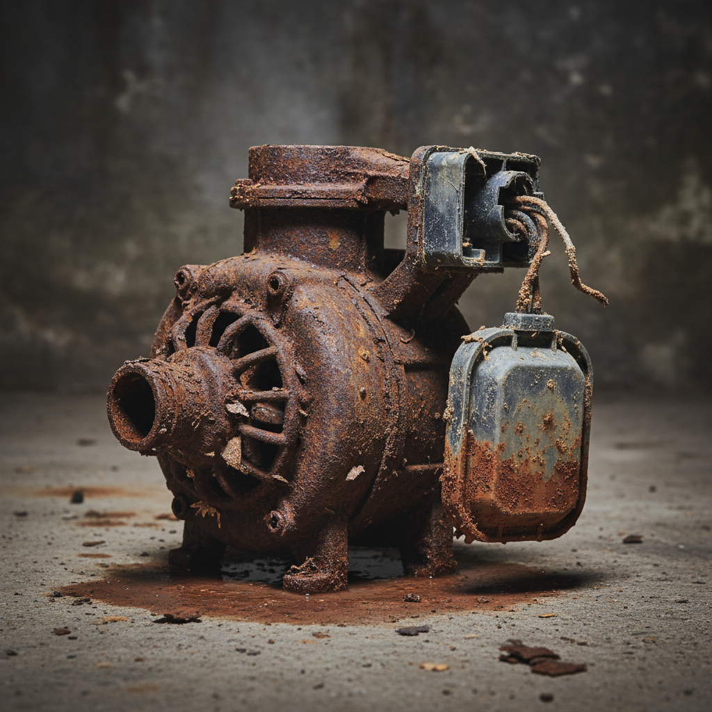 Sump pump showing signs of rust and wear in Toronto basement