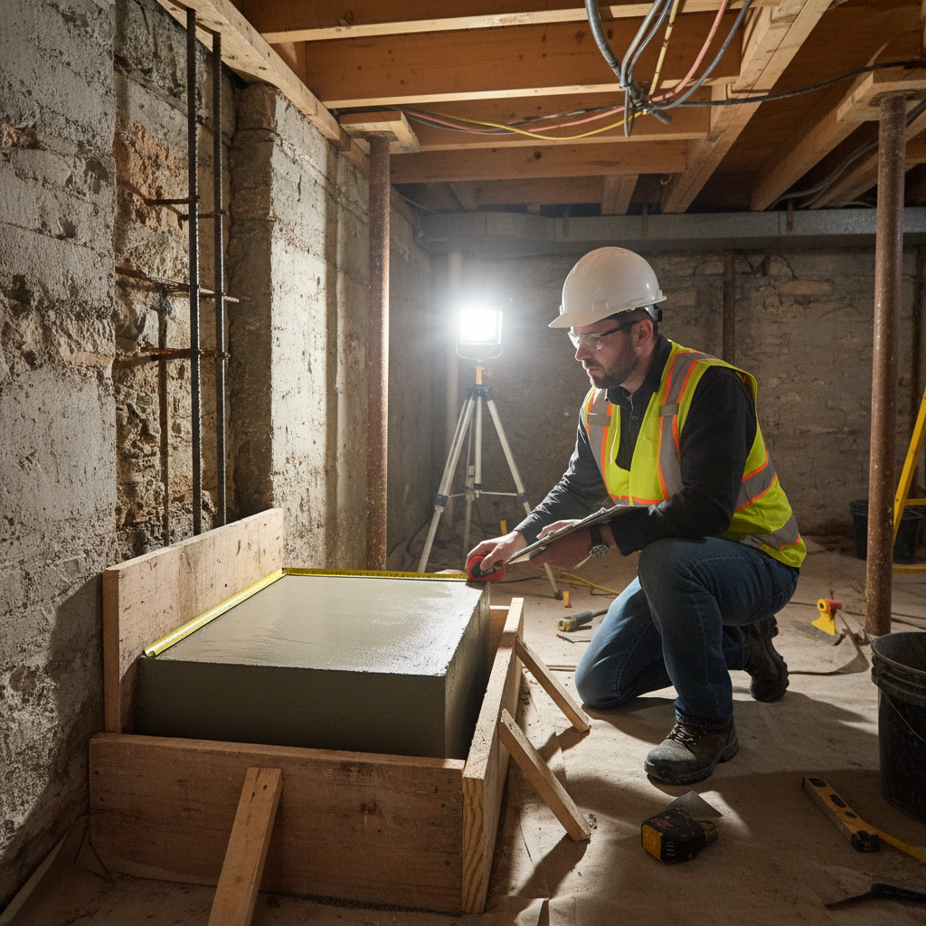 Diagram showing pin-section underpinning sequence that prevents collapse during excavation