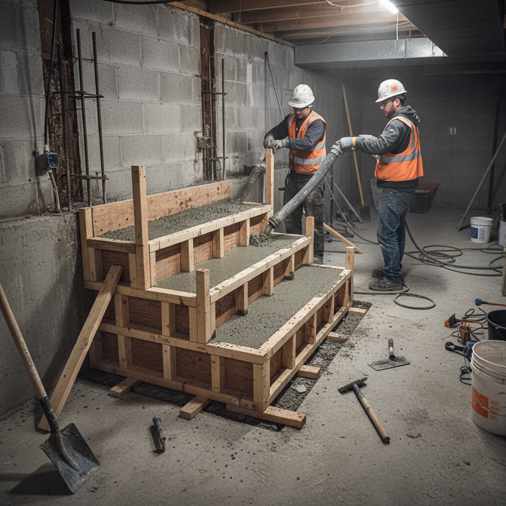 Comparison of bench footing perimeter ledge vs full underpinning in Toronto basement