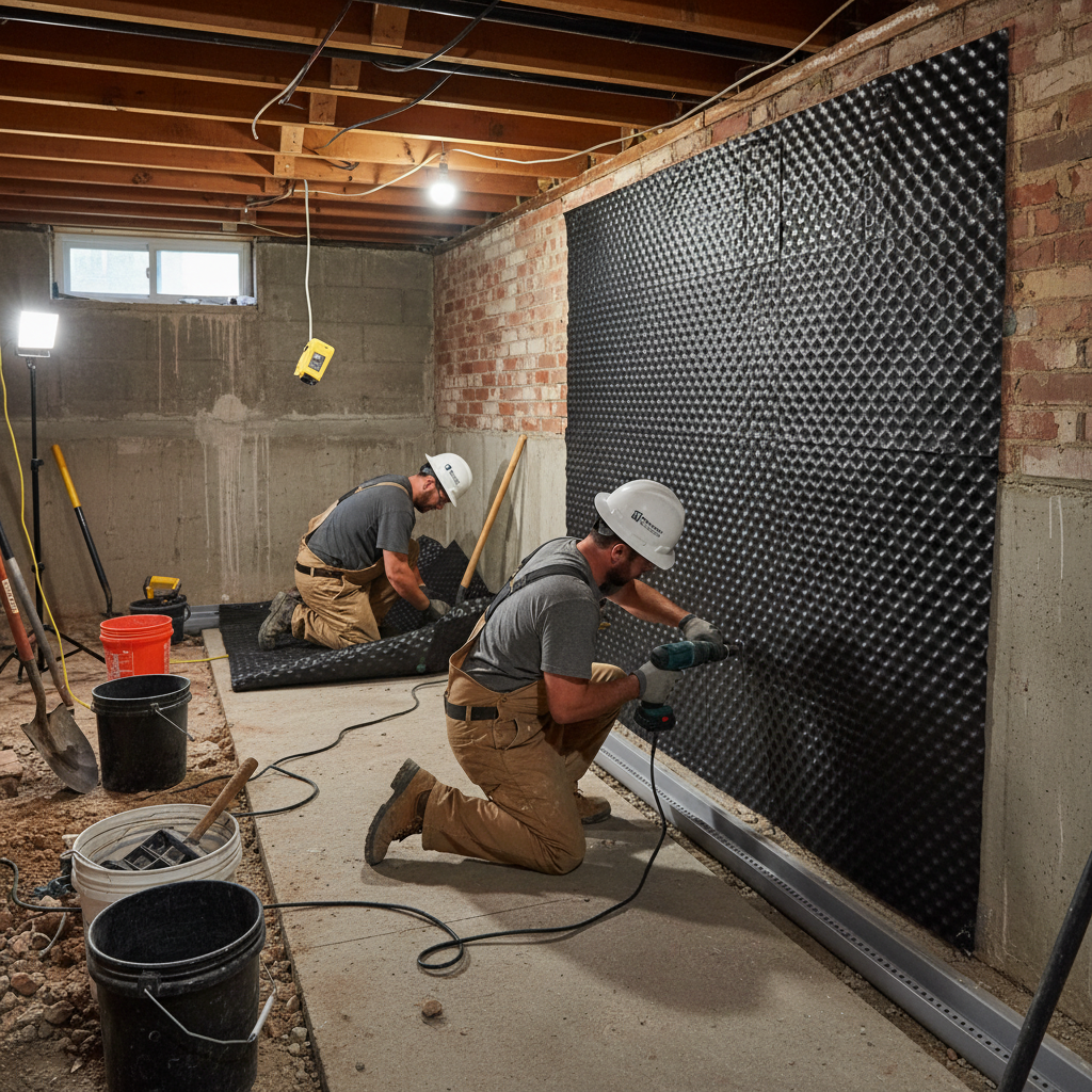 Cost breakdown chart for interior waterproofing components